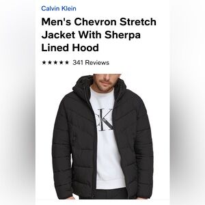 Men's Calvin Klein Chevron Stretch Jacket With Sherpa Lined Hood size large NwT!